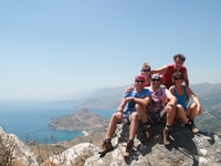 Family on mountain with view on Plakias, Crete